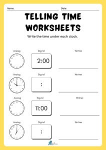 Telling Time By The Hour Worksheets