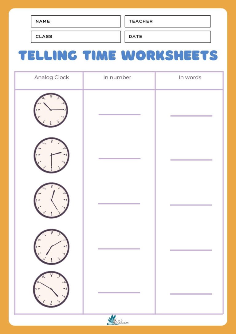 Telling Time Free Worksheet | FREE Download