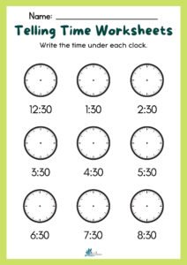 Telling Time To 60 Minutes Worksheet