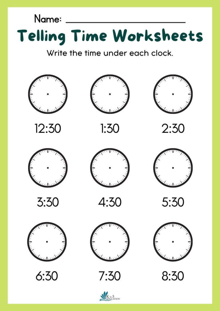 Telling Time To 60 Minutes Worksheet | FREE Download