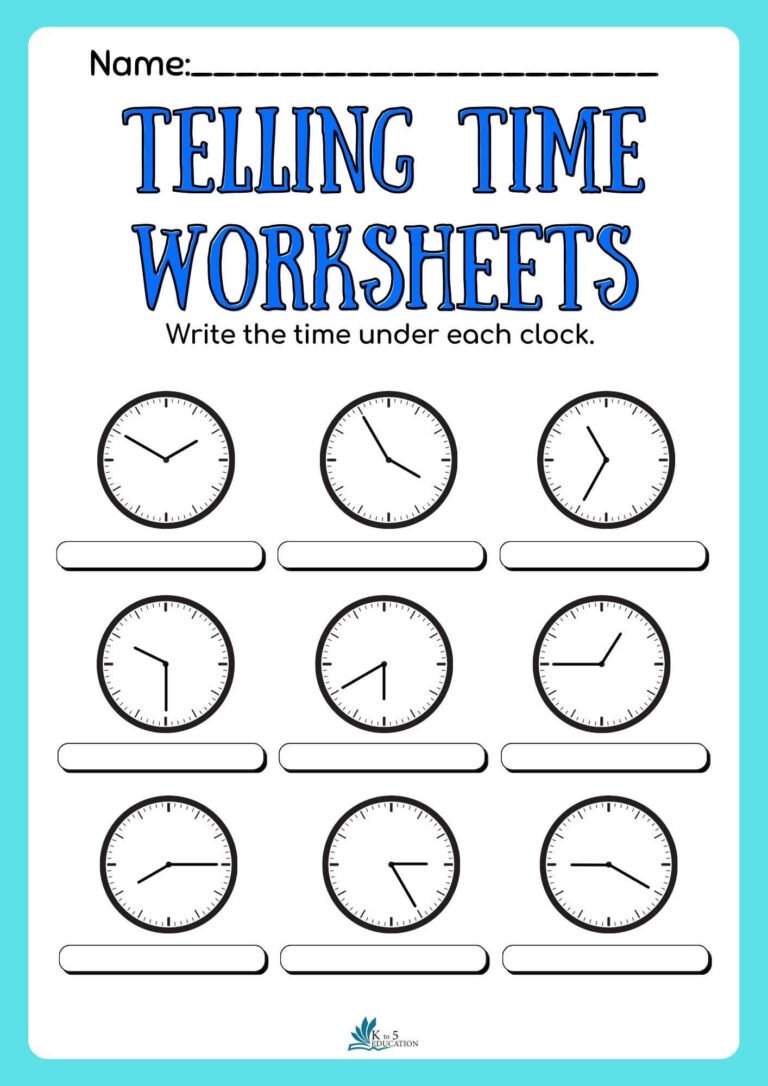 Telling Time Worksheet Grade 2 | FREE Download