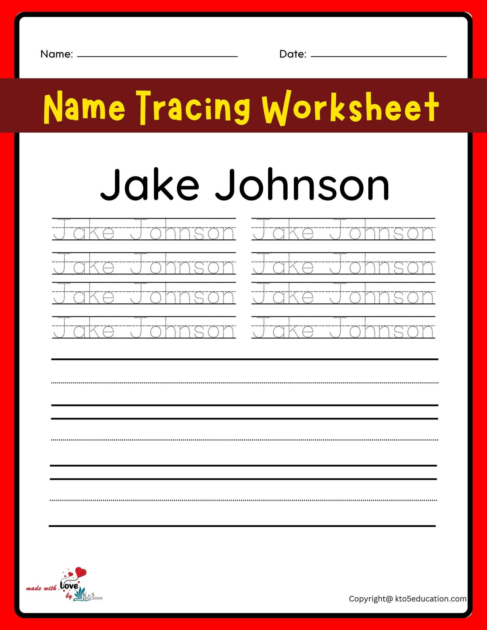 Tracing Your Name Worksheets