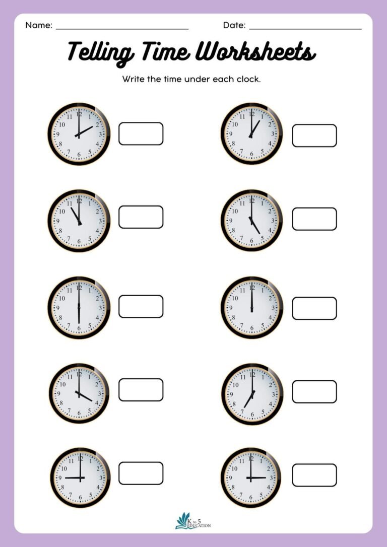 Worksheet Telling The Time | FREE Download