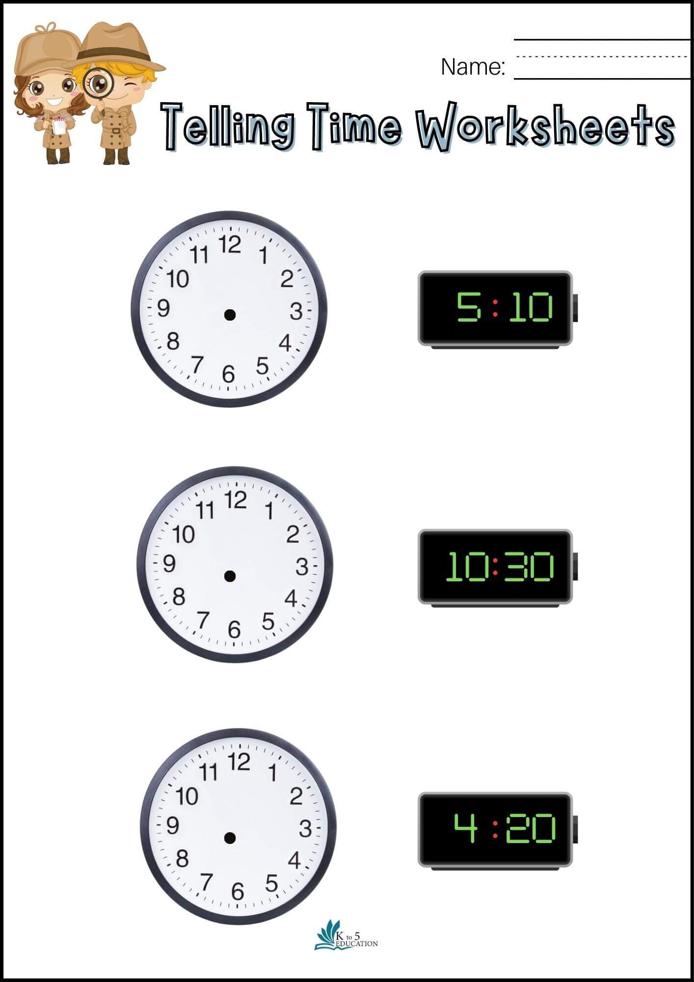 Worksheets About Telling Time