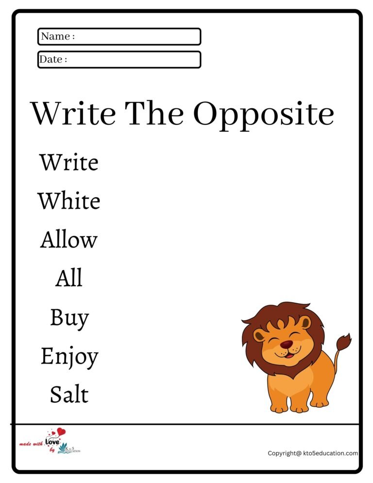 Write The Opposite Worksheet 2 | FREE Download