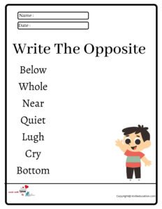 Write The Opposite Worksheet