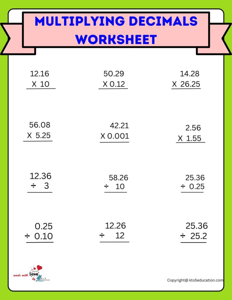 Decimal Multiplication And Division Worksheet | FREE Download