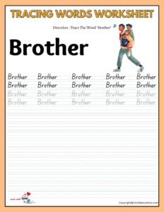 Family Tracing Words Worksheet Brother