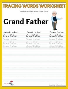 Family Tracing Words Worksheet Grand Father