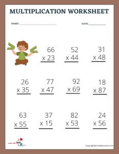 Long Multiplication Practice Problems Worksheet