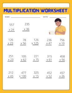 Long Multiplication Questions Worksheet