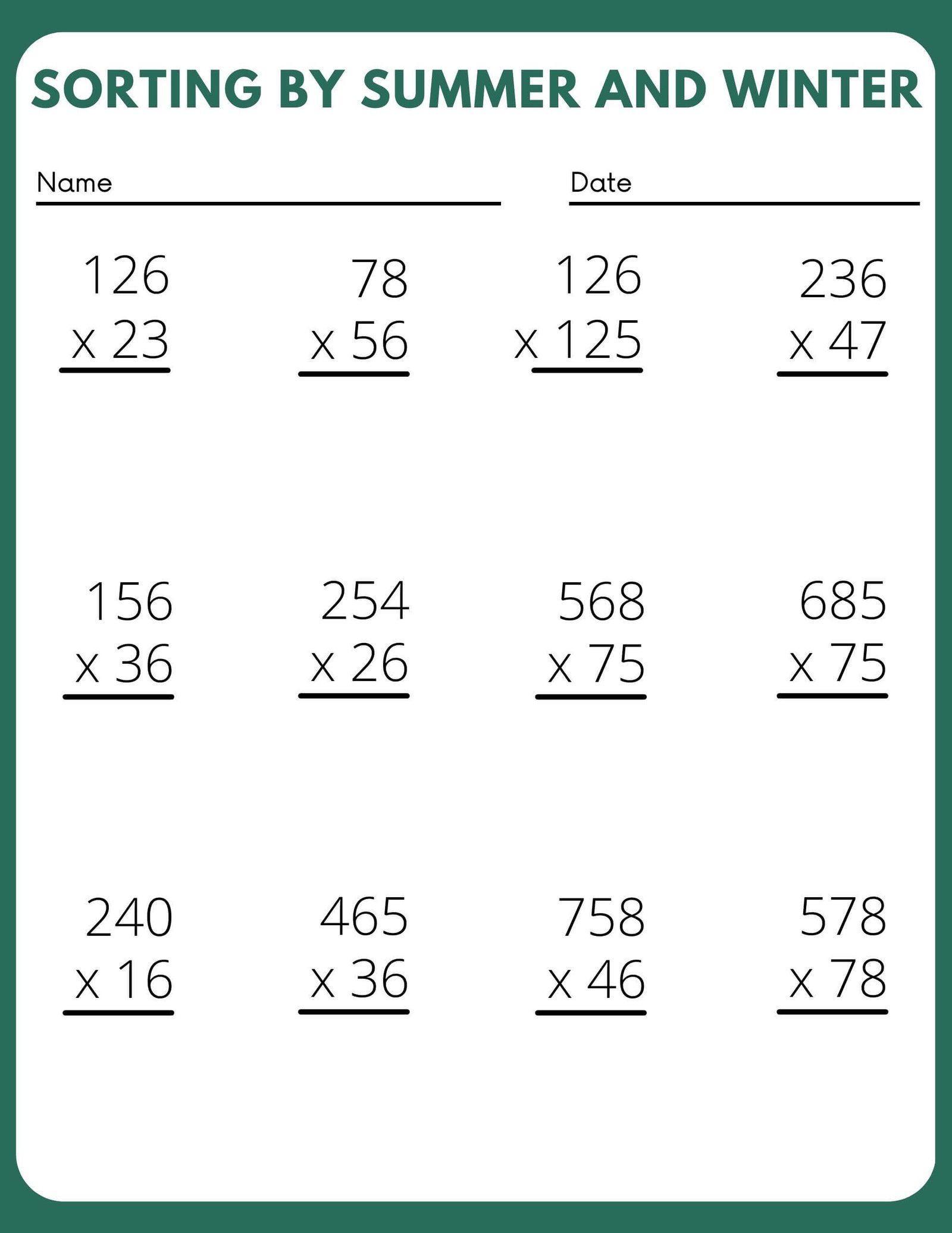 Long Multiplication Worksheets Pdf