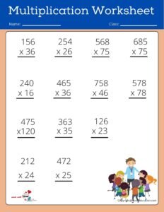Long Multiplication Worksheets Year 5