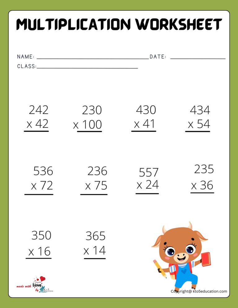 Math Drills Long Multiplication Worksheet | FREE Download