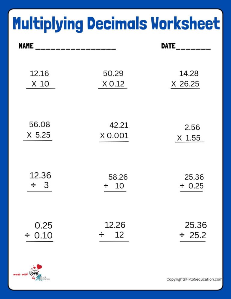 Multiplying And Dividing Decimals Worksheets | FREE Download