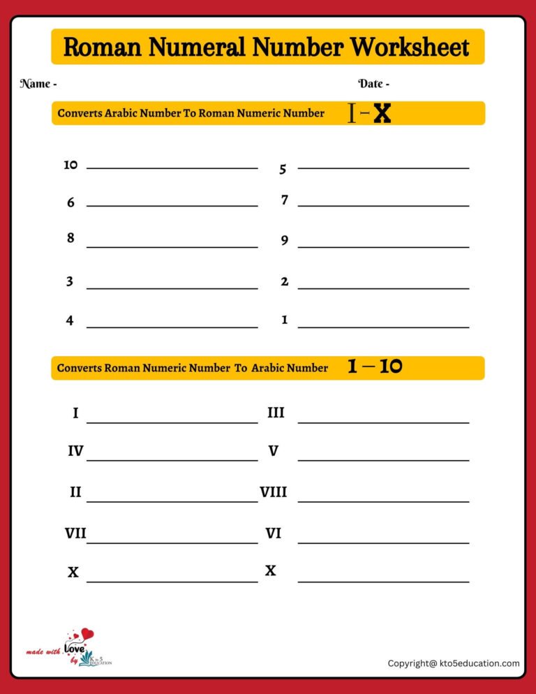 Roman Numeral Practice Worksheet | FREE Download