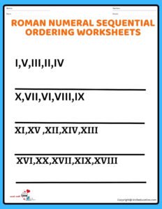 Roman Numeral Sequential Ordering Worksheets Roman Numeral Clock Worksheet