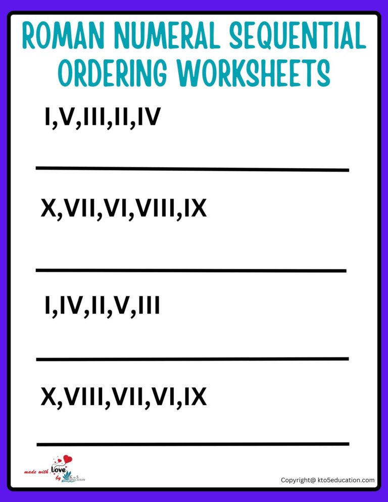 Roman Numeral Sequential Ordering Worksheets Roman Numeral Worksheets For Grade 3 | FREE Download