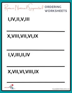 Roman Numeral Sequential Ordering Worksheets Roman Numeral Worksheets Grade 5