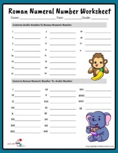 Roman Numeral Worksheets For Grade 3