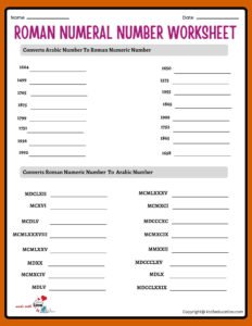 Roman Numeral Year Practice Worksheets For Grade 3