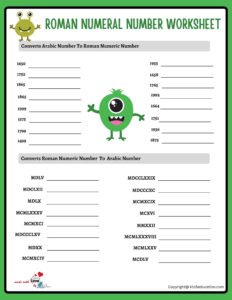 Roman Numerals Year Worksheets