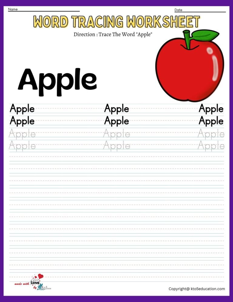 Trace The Word Apple Worksheet | FREE Download 