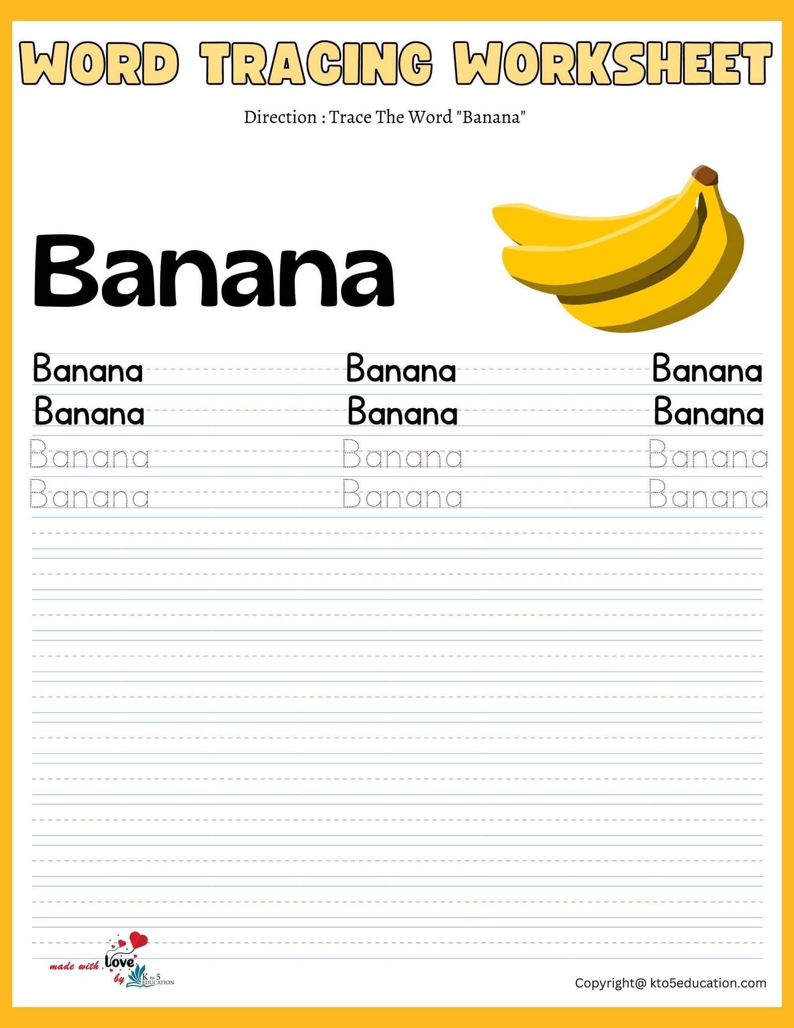 Trace The Word Banana Worksheet