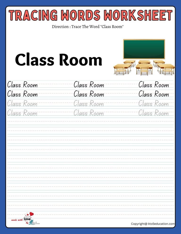 Trace The Word Class Room Worksheet | FREE Download 