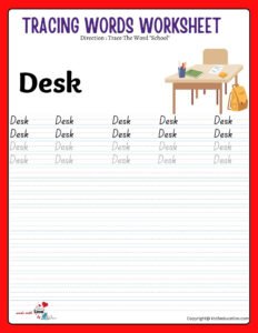Trace The Word Desk Worksheet