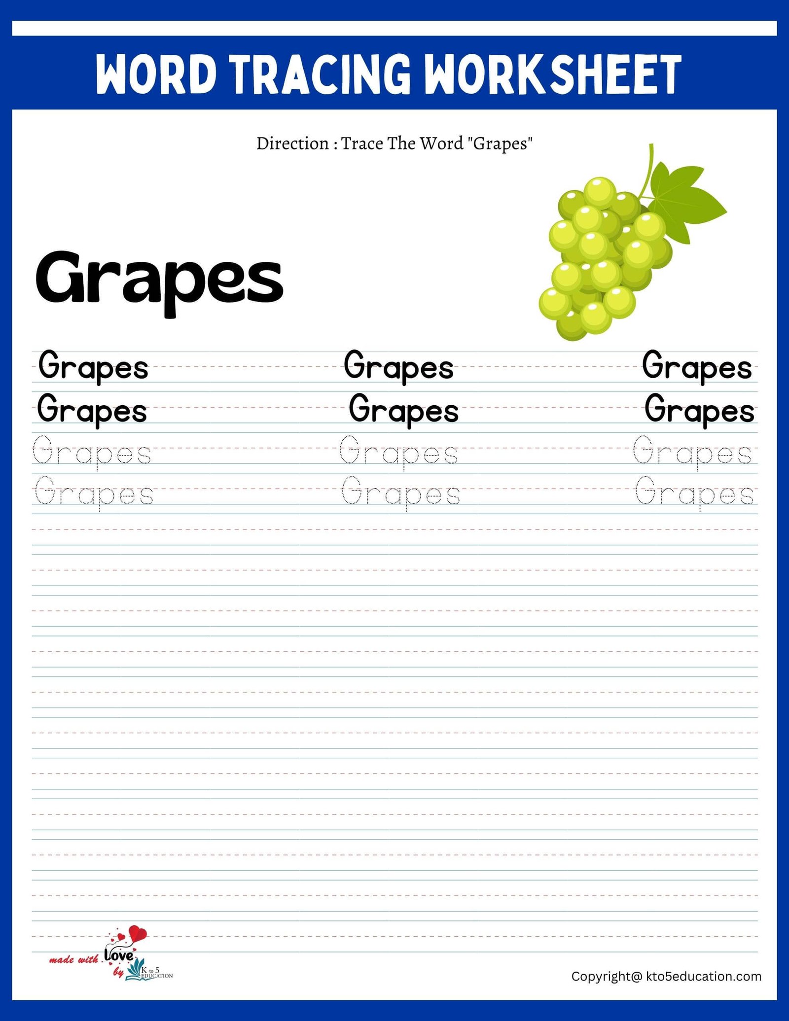 Trace The Word Grapes Worksheet