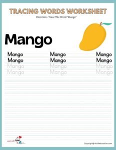 Trace The Word Mango Worksheet