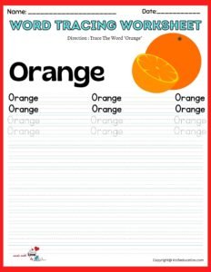 Trace The Word Orange Worksheet