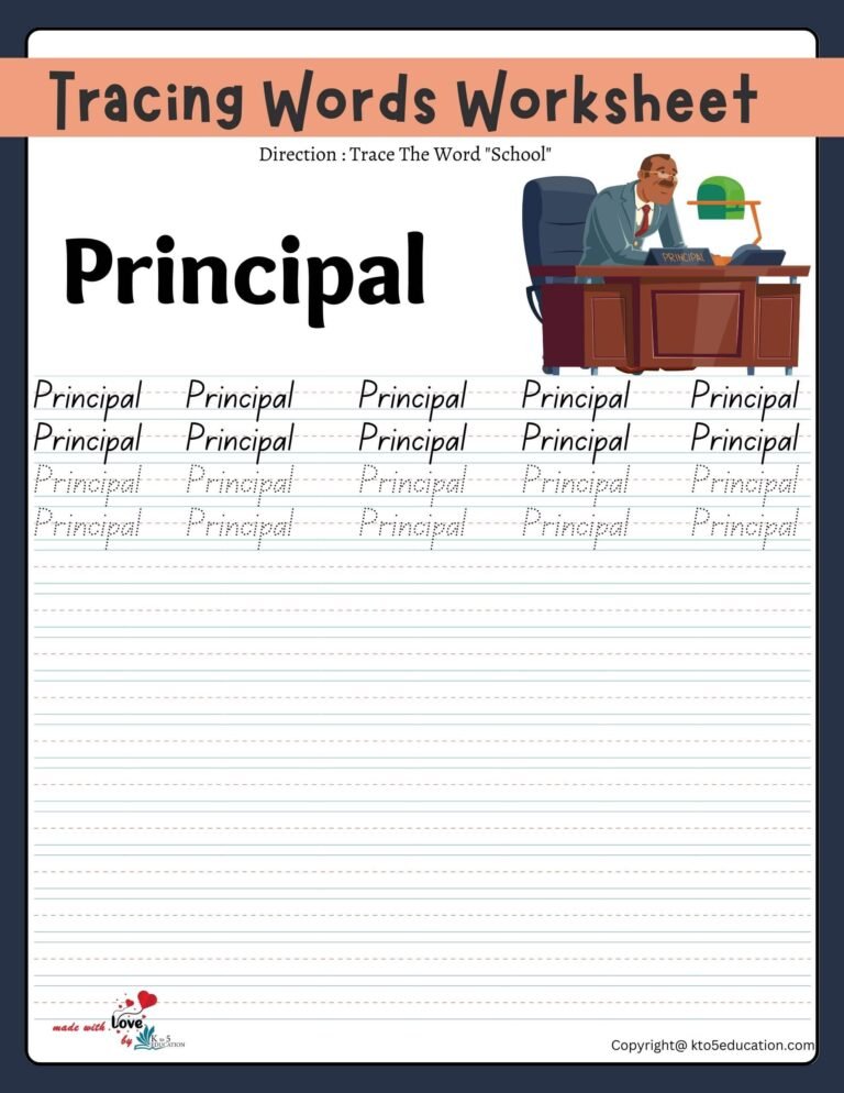 Trace The Word Principal Worksheet | FREE Download 