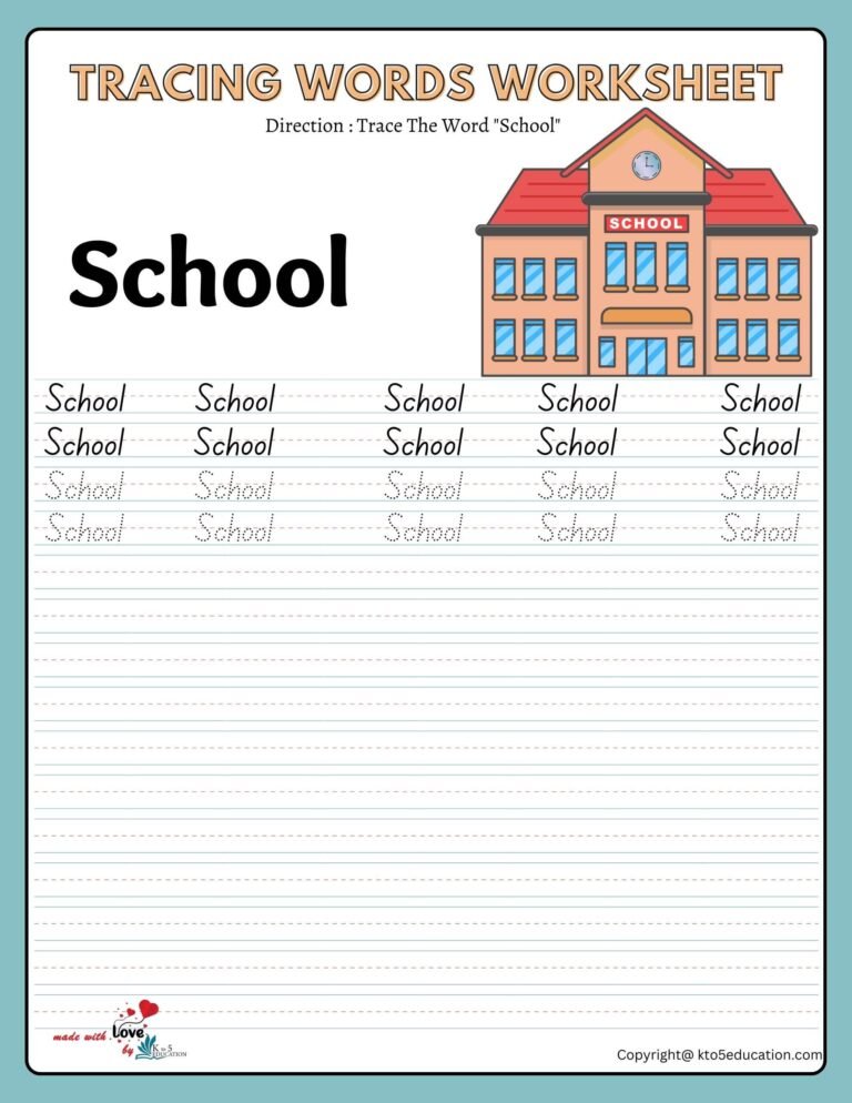 Trace The Word School Worksheet | FREE Download 