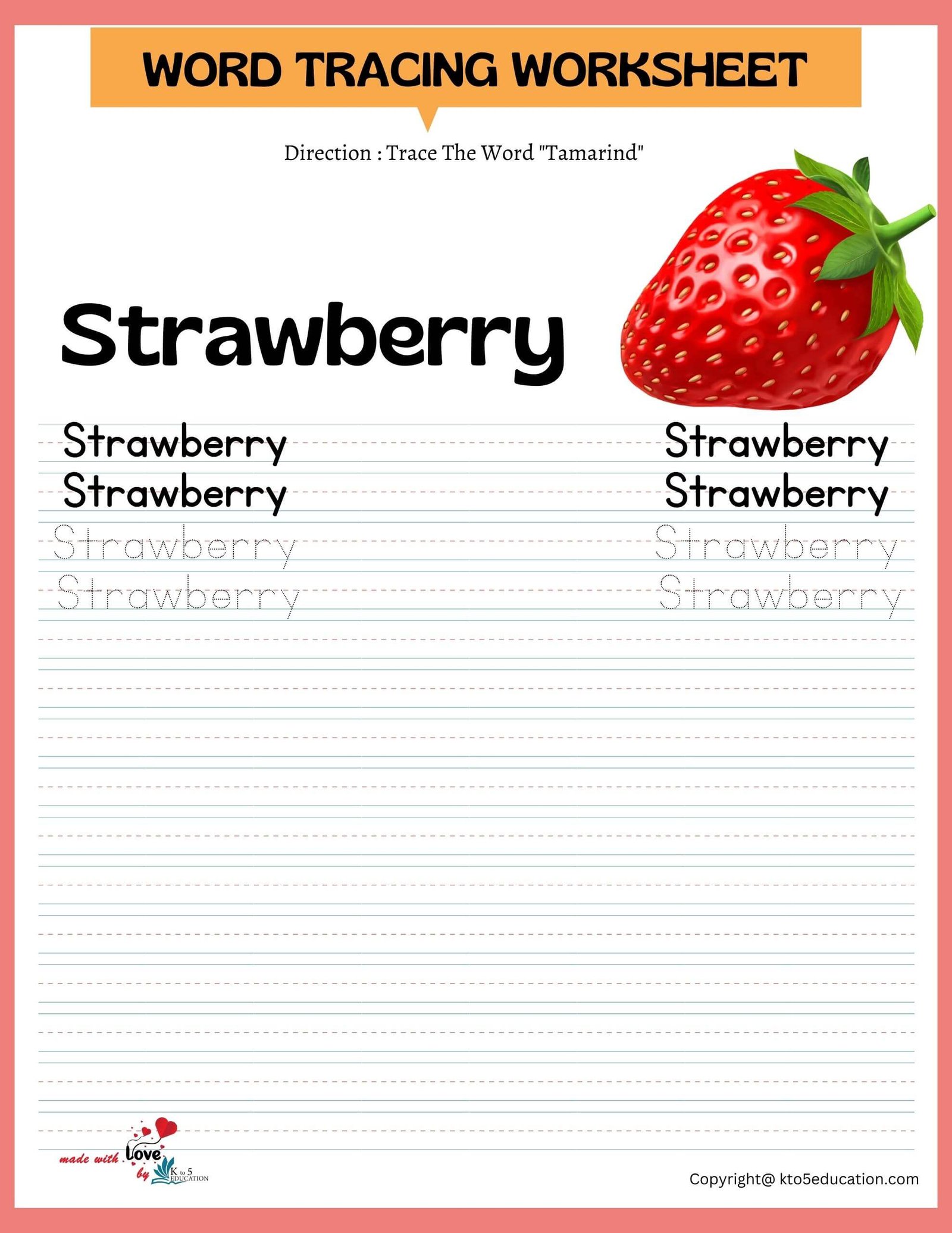 Trace The Word Strawberry Worksheet