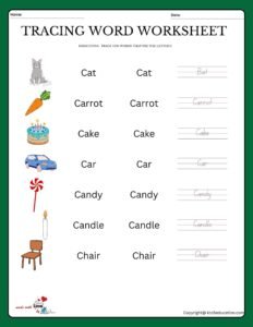 Trace The Words That Use The Letter C Worksheet