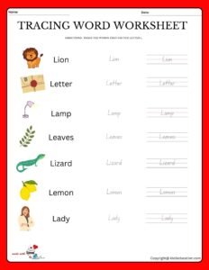 Trace The Words That Use The Letter L Worksheet