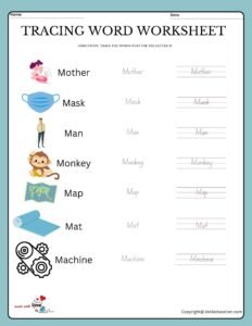 Trace The Words That Use The Letter M Worksheet