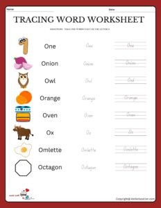 Trace The Words That Use The Letter O Worksheet