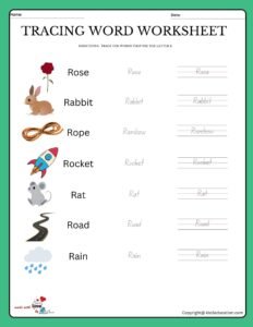 Trace The Words That Use The Letter R Worksheet