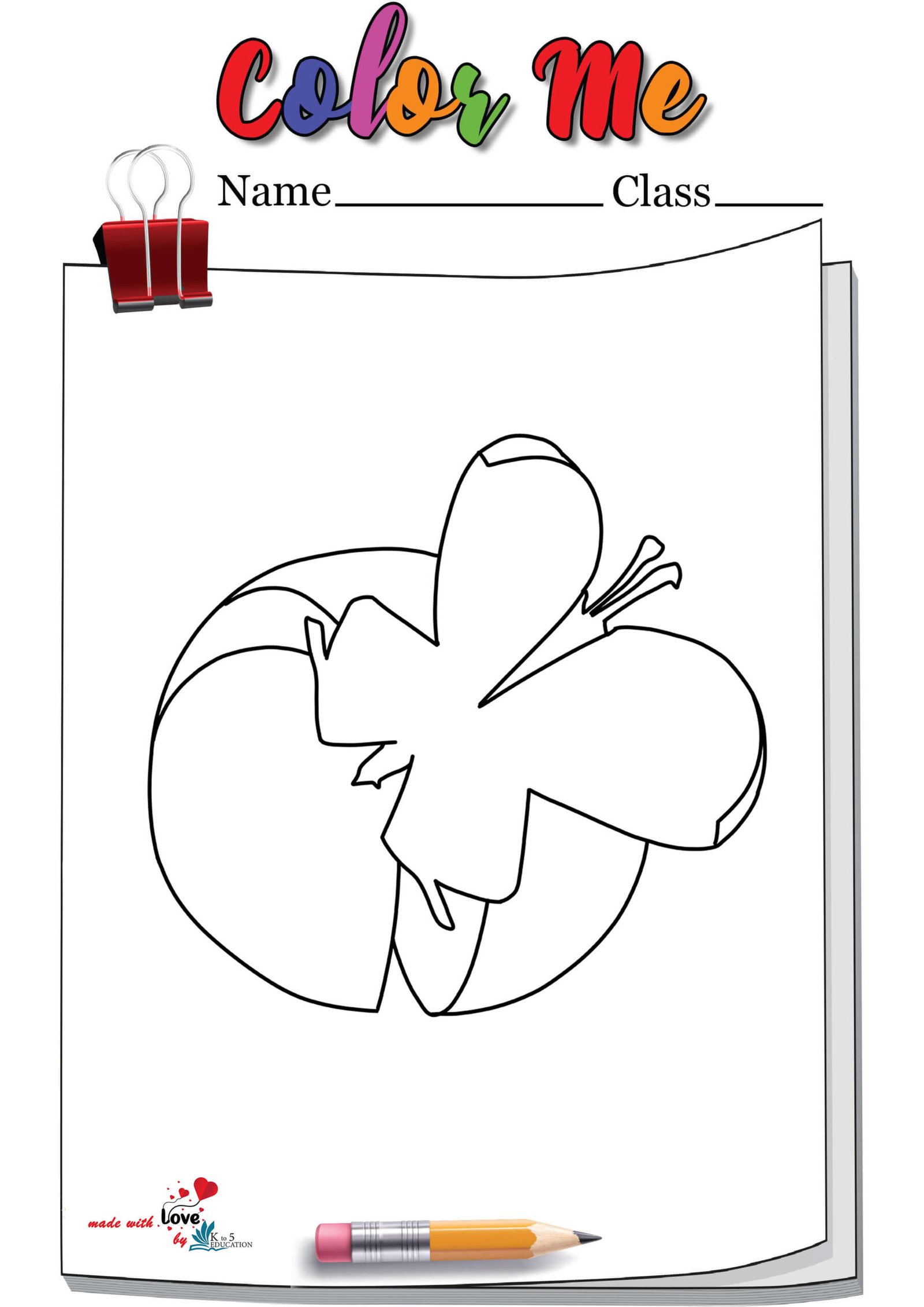 Apple Butterfly Coloring Page