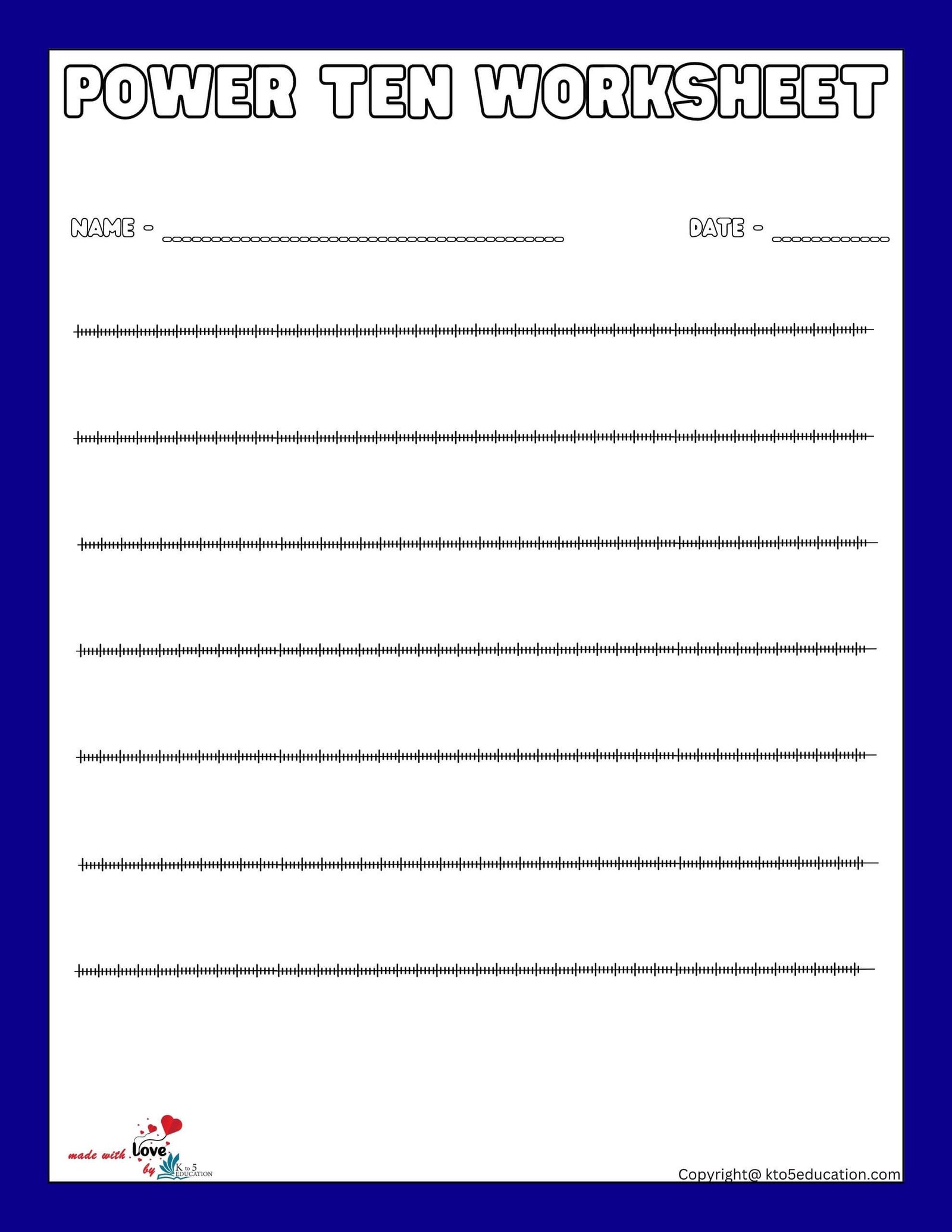 Blank Number Lines Worksheet 1-200