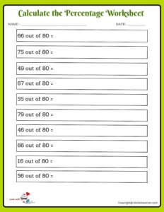 Calculate 80 Percentage Worksheets