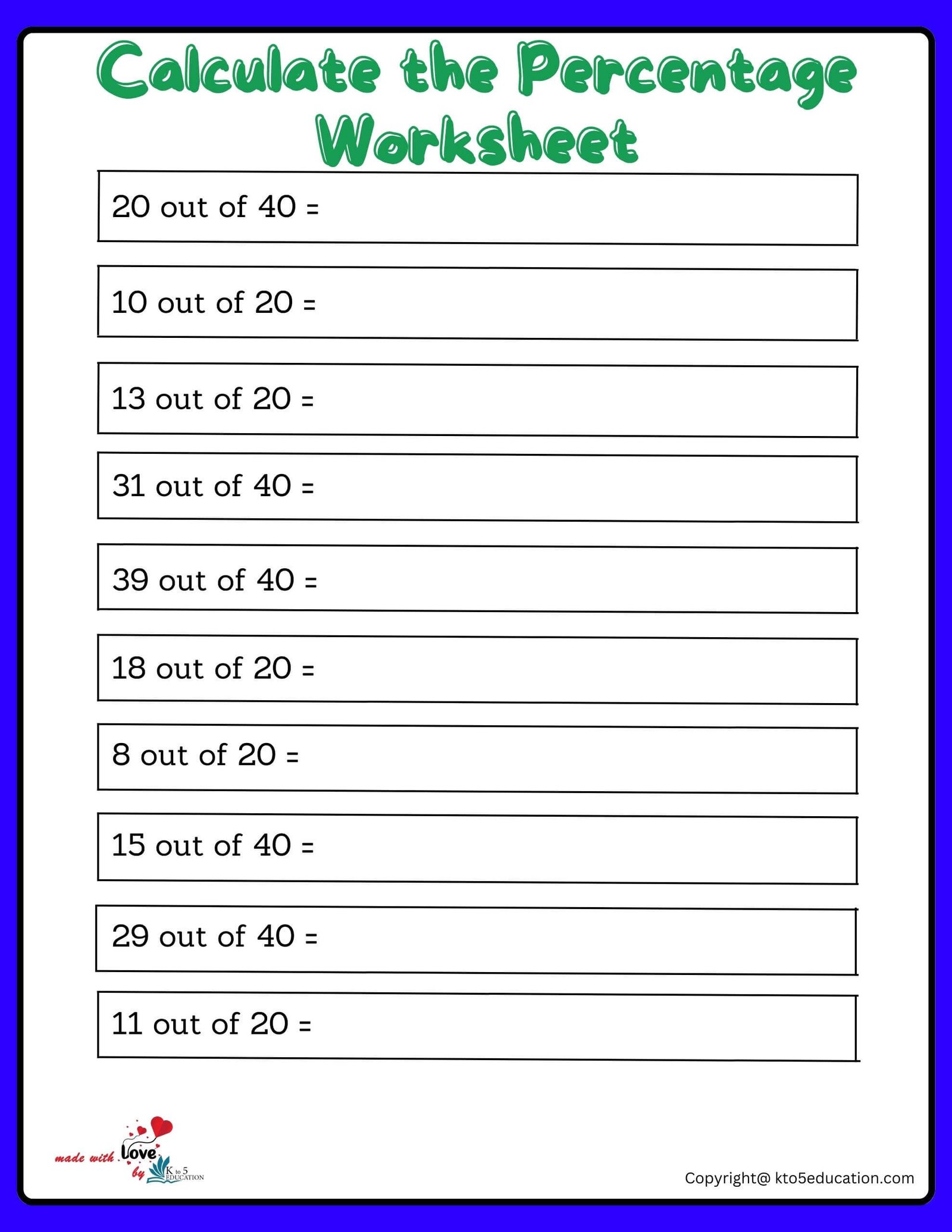 Calculate Percentage In Worksheet