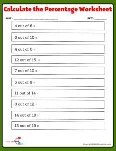 Calculate Percentage Of A Value Small Fraction Worksheet