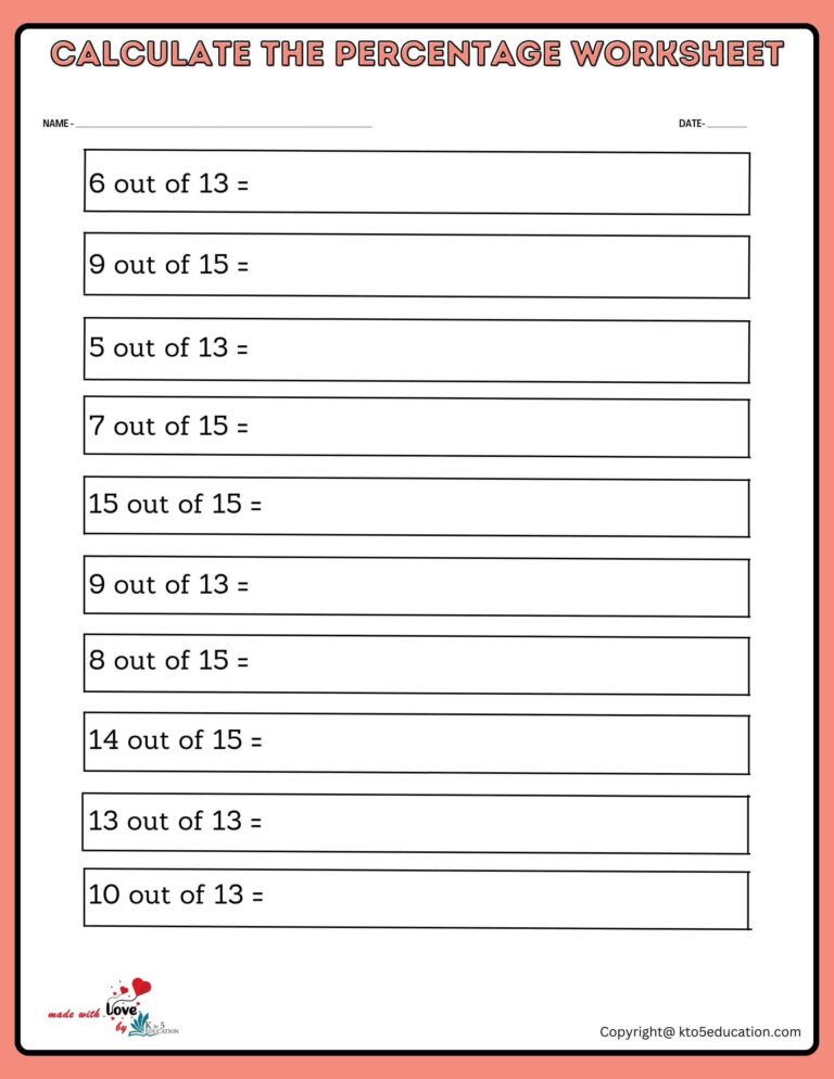 Calculate Percentage Of Raise 13 To 15 Worksheet | FREE Download