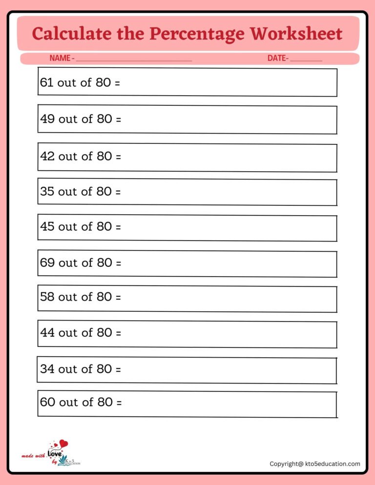 Calculate Percentage Of Raise 80 Worksheet | FREE Download