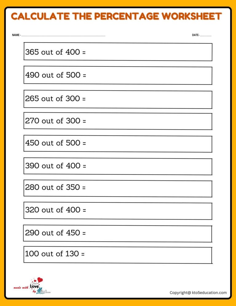 Calculate Percentage Of Raise Larger Fraction Worksheet | FREE Download