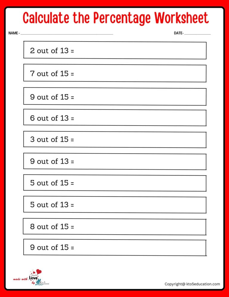 Calculate The Percentage 13 To 15 Worksheet | FREE Download